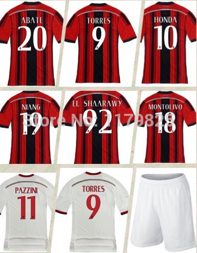 2015 AC ж  ݹ ౸  Ÿ ְ ǰ 14 15 ䷹ 縮 ġ  AC ж ౸   Ǹ /2015 AC milan jersey shorts Soccer sets home away best quality 14